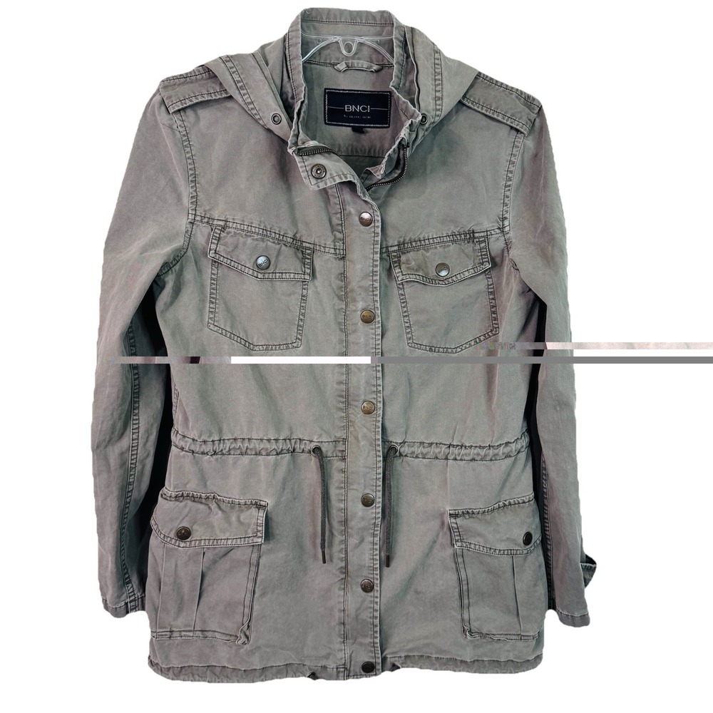 BNCI by Blanc Noir Jacket Women S Green Utility Military Chore Faded Grunge Snap